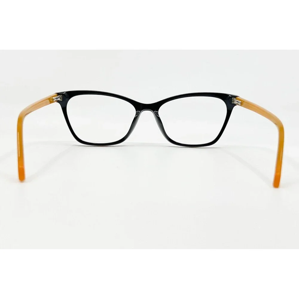 Zenni Eyeglasses Frames Womens Black Orange Floral Cat Eye 52-16-140 44680